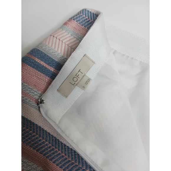 Loft Striped Multi Colored Pastel Shift Pencil Skirt Size 0 - Picture 5 of 7
